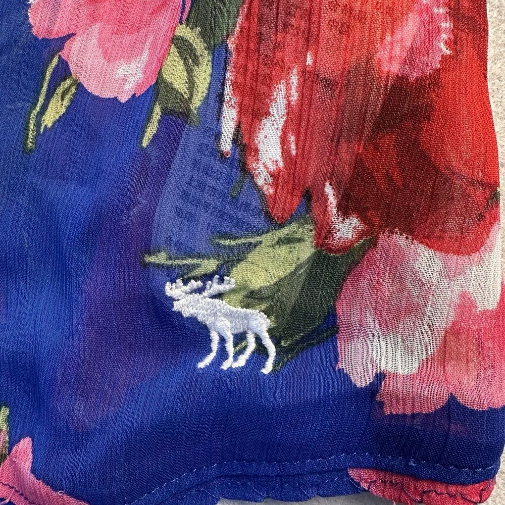 Anercrombie & Fitch Multicolored Floral Sheer Back Button Blouse Size L *FLAW* - Picture 7 of 12